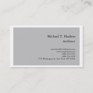 Carte De Visite Minimaliste Plain Architect Classical Grey Blanc