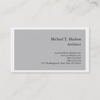 Carte De Visite Minimaliste Plain Architect Classical Grey Blanc