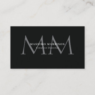 Carte De Visite Minimaliste Professionnel Monogrammé Noir