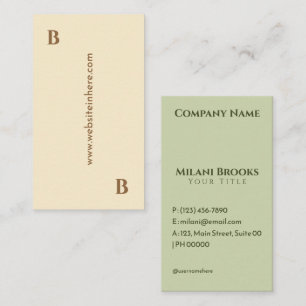 Carte De Visite Minimaliste Professionnel Simple Vert Beige Élégan