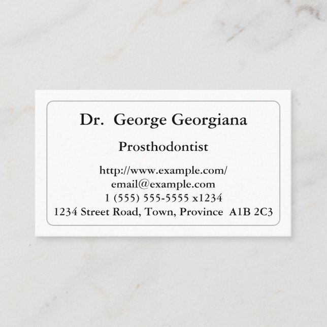 Carte de visite minimaliste prosthodontiste (Devant)