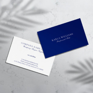Carte De Visite Minimaliste réversible bleu marine et blanc 