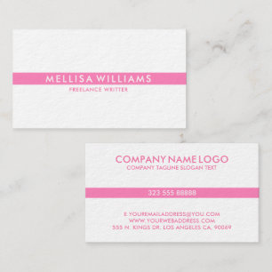 Carte De Visite Minimaliste Rose Rayure Fine Sur Blanc