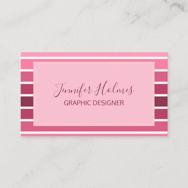 Carte de visite minimaliste rose rose (Devant)
