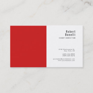 Carte De Visite Minimaliste Rouge Blanc Simple Taille Standard Mod