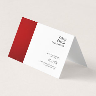 Carte De Visite Minimaliste Rouge Blanc Simple Taille Standard Mod