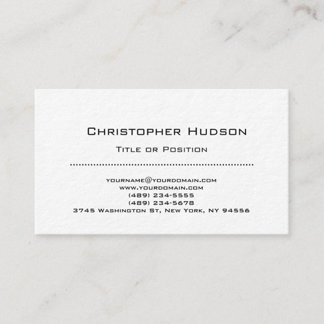 Carte de visite minimaliste simple blanc (Devant)