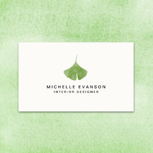 Carte De Visite Minimaliste simple de nature de feuille de Ginkgo