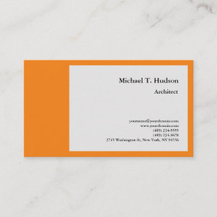 Carte De Visite Minimaliste Simple Plain Architect Gris Orange