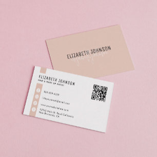Carte De Visite Minimaliste simple QR Code Boho Beige