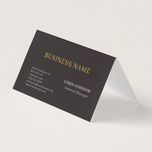 Carte De Visite Minimaliste Spécial Couleur Noir & Or Uni
