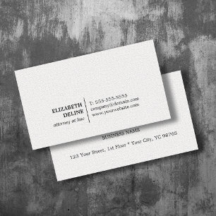 Carte De Visite Minimaliste texture élégante en blanc pour avocat