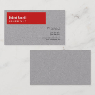 Carte De Visite Minimaliste uni premium gris et rouge moderne
