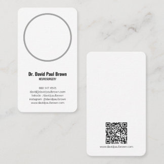 Carte De Visite Minimaliste vertical - Code QR photo du médecin Mé