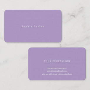 Carte de visite minimaliste violet pâle pour elle