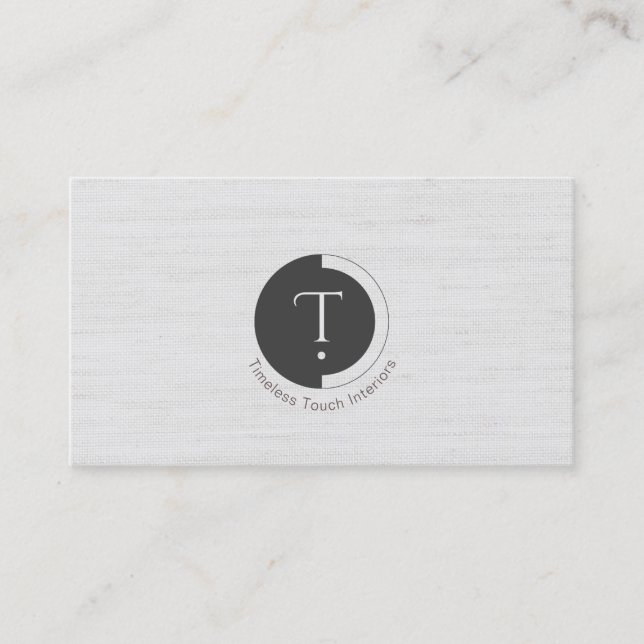 Carte De Visite Minimalistic Monogram | White Pinstripe Business C (Devant)
