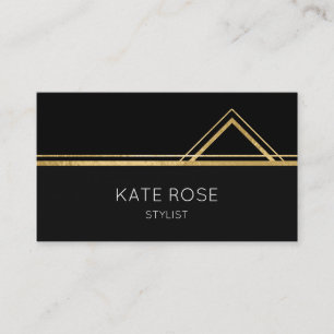 Carte De Visite Minimalistic VIP géométrique blanc noir d'or