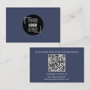 Carte De Visite Minimisez votre logo ici Marine Blue QR Code