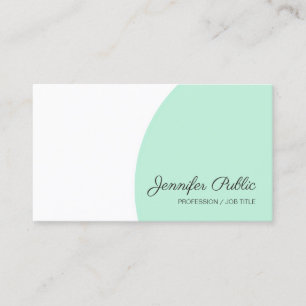 Carte De Visite Mint Green White Modern Handwriting Nom du script