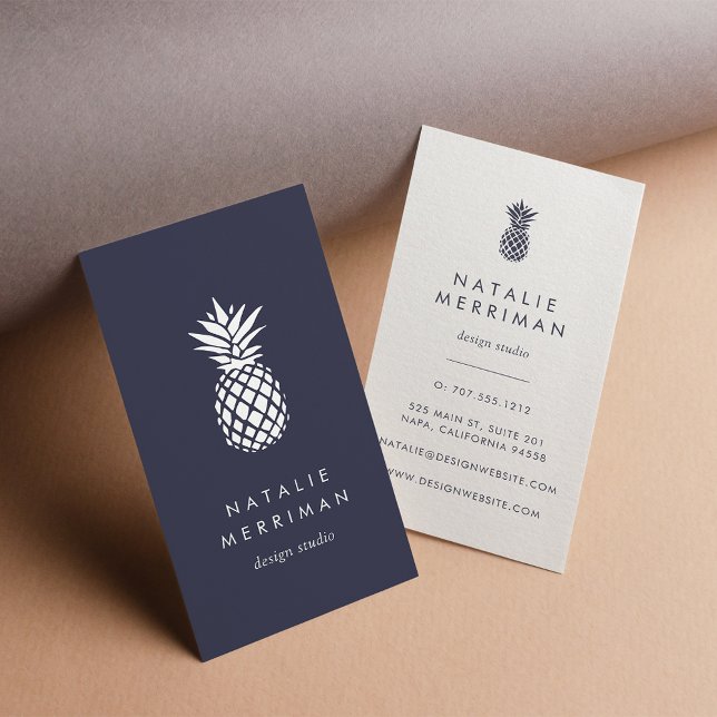 Carte De Visite Minuit ananas bleu vertical (Créateur téléchargé)