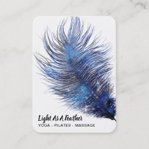Carte De Visite *~* Minuit Ciel Bleu Plumes cosmiques Boho Turquoi