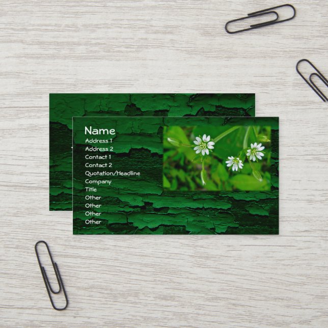 Carte De Visite Minuscule Fleur sauvage blanc St. Patrick's Day (Devant/Arrière en situation)