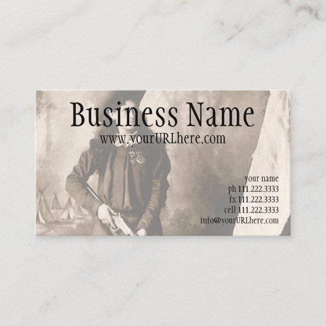 Carte De Visite Miss Annie Oakley avec pistolet, Portrait photo Vi (Devant)