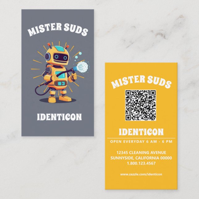Carte De Visite MISTER SUDS LAVE avec code QR (Devant / Derrière)
