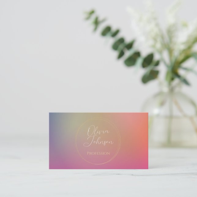 Carte De Visite Misty Sunset Rose Gold Gradient (Debout devant)