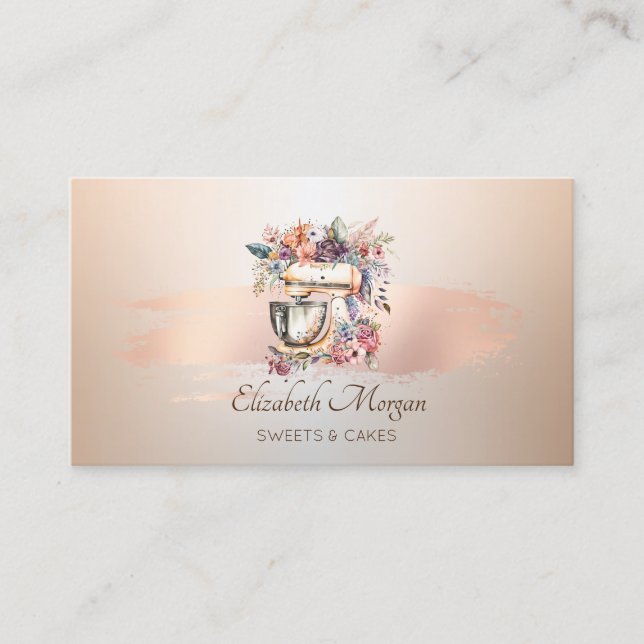 Carte De Visite Mixage floral Rose Brush Boulangerie (Devant)