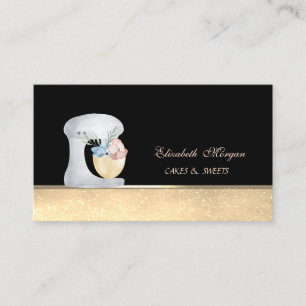 Carte de visite Mixer Fleurs Or Pâtisserie