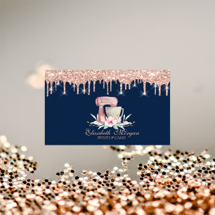 Carte De Visite Mixer Fleurs Rose Gold Drives Boulangerie Marine B