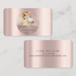 Carte De Visite Mixer Sunflowers Rose Gold Circle