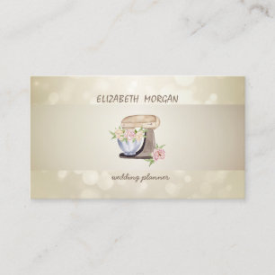 Carte De Visite Mixeur élégant Bokeh, rayure, floral rétro