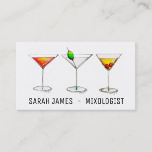 Carte De Visite Mixologue Bartender Cocktail Cosmo Martini Boisson