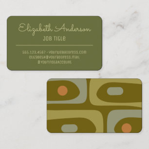Carte De Visite Mmilieu du siècle moderne Rétro Vintage Olive Gree