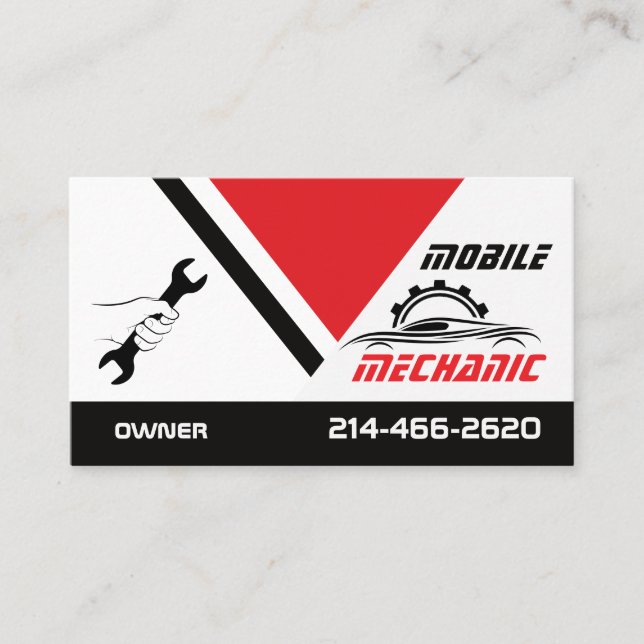 Carte De Visite Mobile Auto Mechanic Car Repair Editable (Devant)
