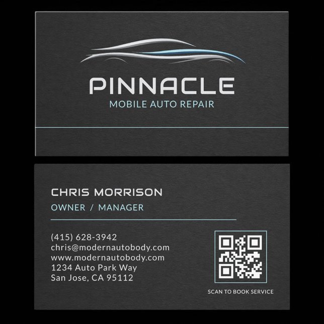 Carte De Visite Mobile Auto Repair QR Code Professional (Créateur téléchargé)