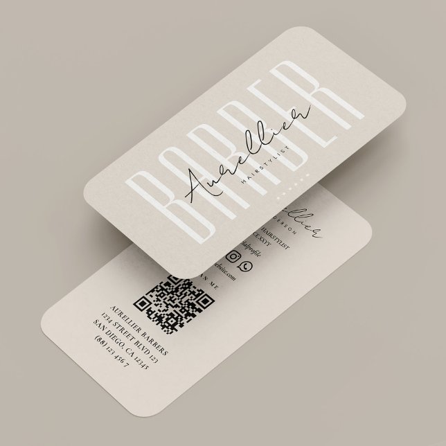 Carte De Visite Mobile Barber Barbershop Sand Script Minimal (Mobile Barber Barbershop Sand Script Minimal Business Card
)