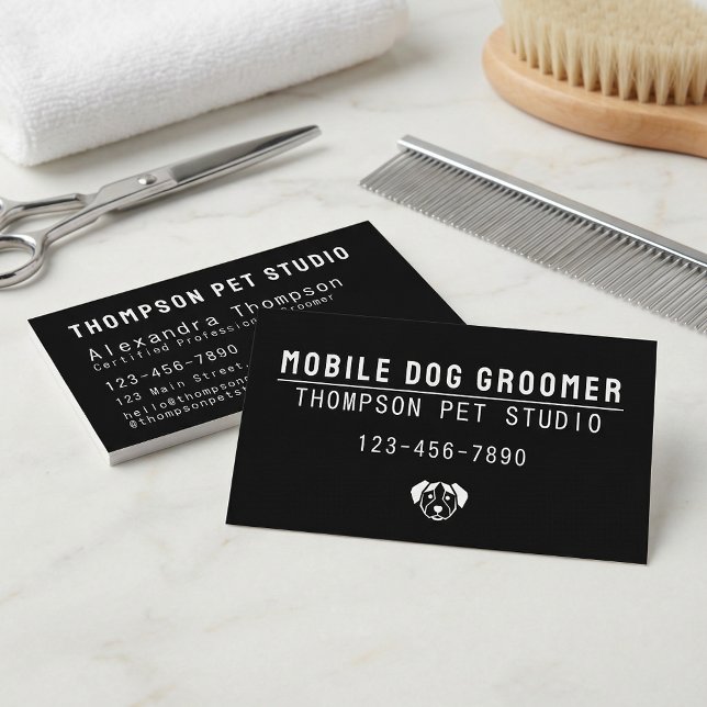 Carte De Visite Mobile Dog Groomer Modern Bold Professional (Créateur téléchargé)