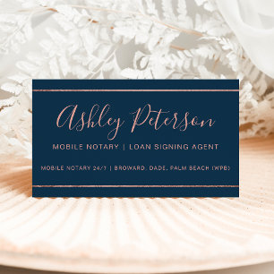 Carte De Visite Mobile Notaire typographie rose or strié bleu