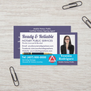 Carte De Visite Mobile Notary Public Customizable Photo Business C