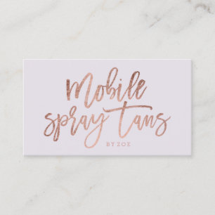 Carte De Visite Mobile Spray tans logo rose or typographie lilas