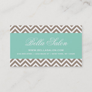 Carte De Visite Mocha Brown et Aqua Modern Chevron Stripes