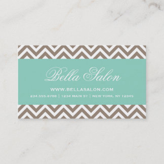 Carte De Visite Mocha Brown et Aqua Modern Chevron Stripes
