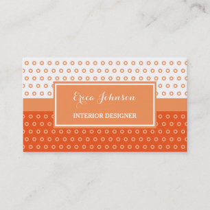 Carte De Visite Mod Orange et White Pois Designer d'intérieur