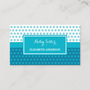 Carte De Visite Mod Turquoise et Pois blancs Babysitter