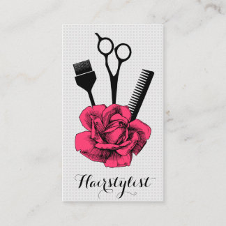 Carte De Visite mod vintage chic de rose de coiffeur de styliste