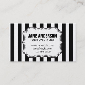 Carte De Visite MODE Black White Stripes Motif MODE STYLISTE