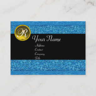 CARTE DE VISITE MODE BLEUE PANNEAUX JAUNE TOPAZ GEM MONOGRAM